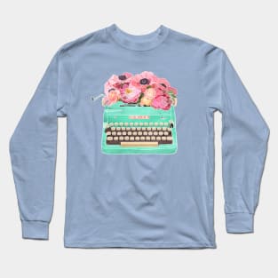 Typewriter with Flowers Long Sleeve T-Shirt